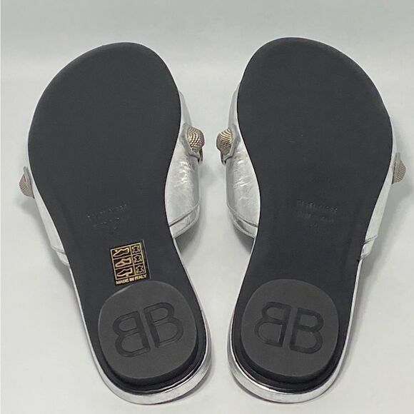 Balenciaga Cagole Metallic Leather Flat Sandals size 40 - Picture 13 of 14